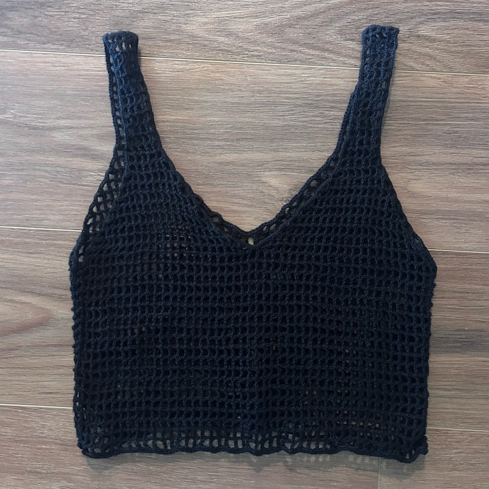 Malai swim Black Crochet Knit Tank Top never worn